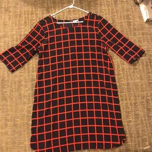 Blue and red grid dress
